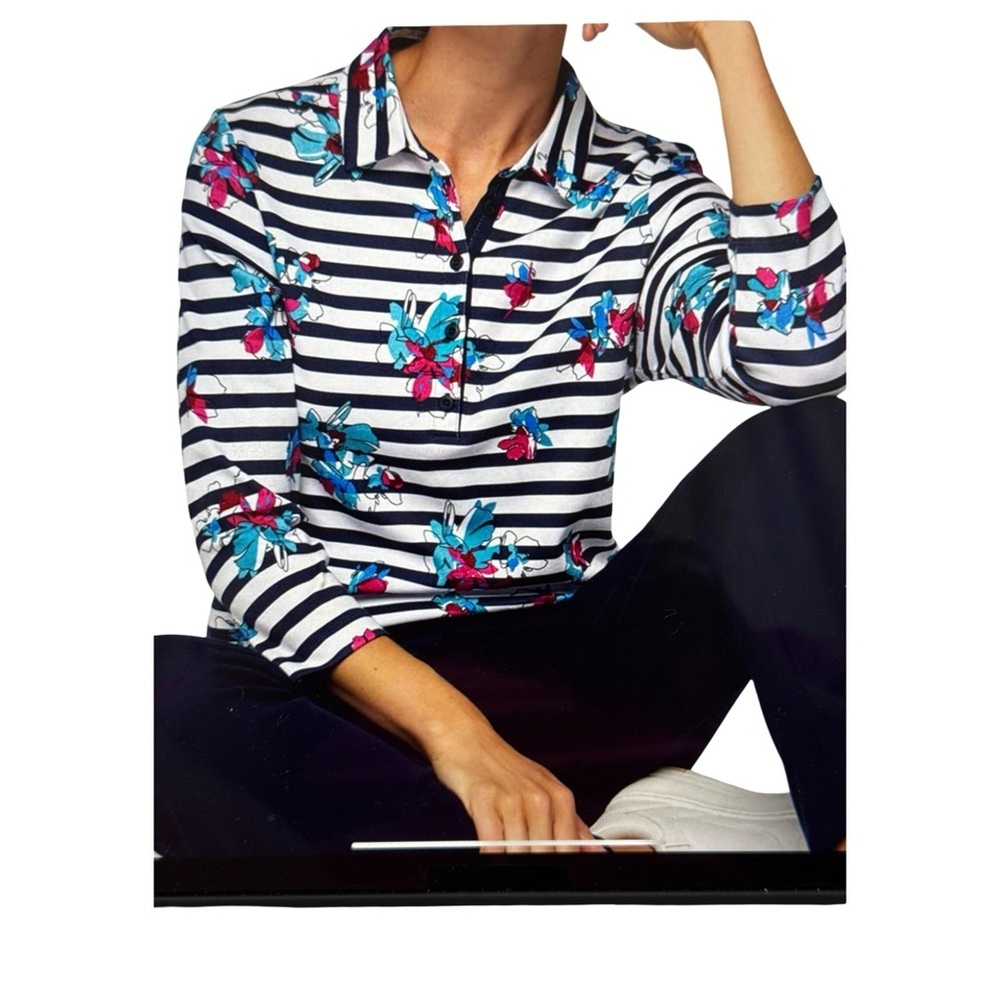 Rabe Striped Floral Polo Shirt